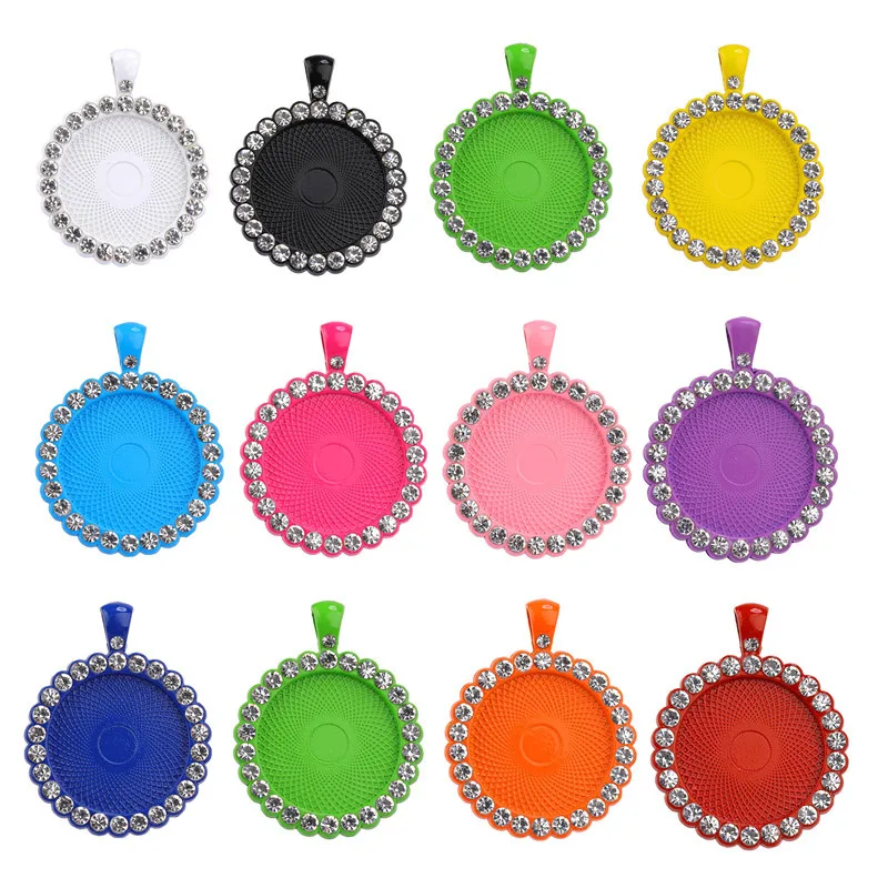 25 мм diy Изготовление роскошных дизайнерских вдохновленных логотипов фоторамка блестящие красочные стразы поднос подвески для