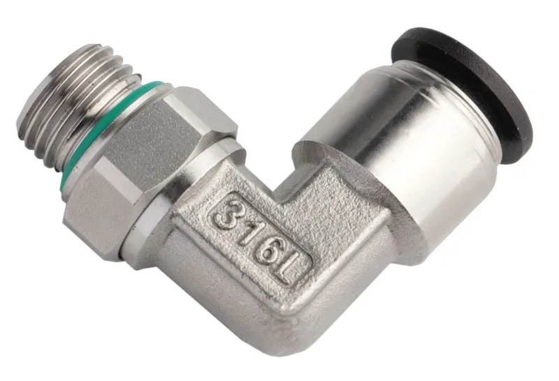 12mm 14mm 16mm & G02 G03 G04 G Thread Male Elbow Stainless Steel Inox SS316L Pneumatic Push to Connect Fittings
