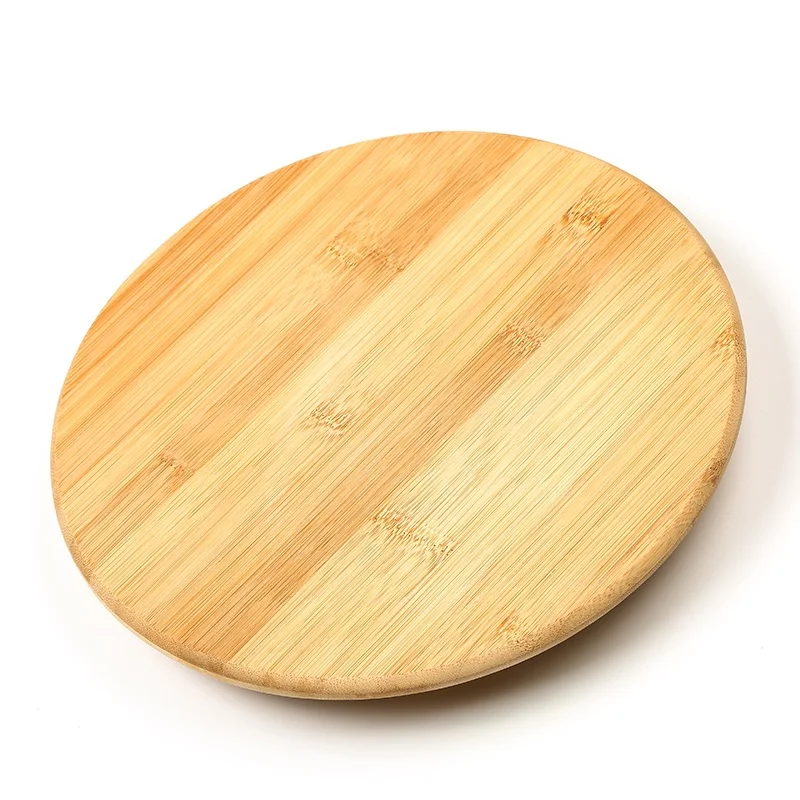 Classical Bamboo Round Tabletop Cheese Serving Board with Lazy Susan Dinning Turntable Wooden Rotating Tray Cutting Board Color