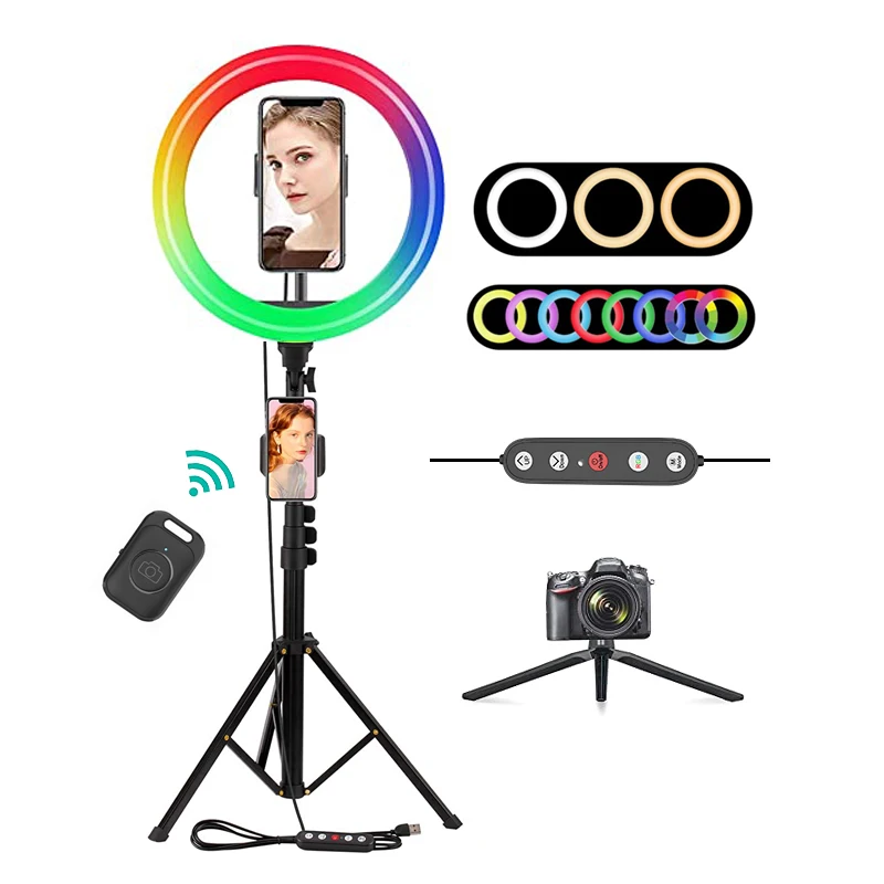 2021 newest 12 inch LED ring light high quality mobile selfie ring light with tripod stand for video and Makeup