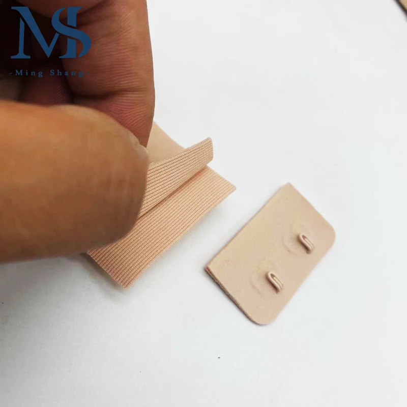 Mingshang Oekotex In Stock Reusable Bra Strap Nylon Invisible 4*2 Bonded Seamless Hook and Eye Tape