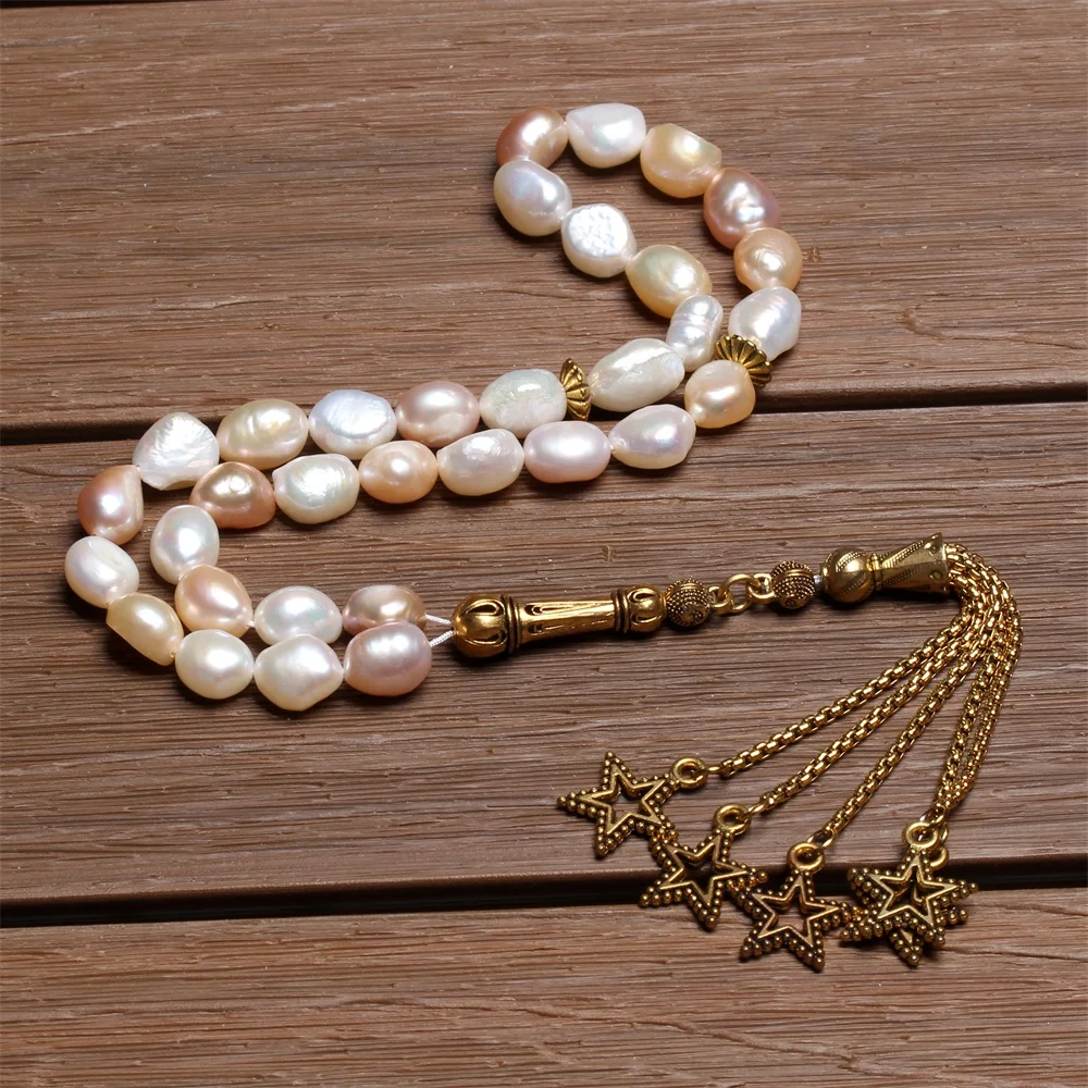 Hot Selling Exquisite And Upscale 8-9mm Natural freshwater pearl 33 Islamic Prayer Beads Tasbih sibha muslim rosary bead misbaha
