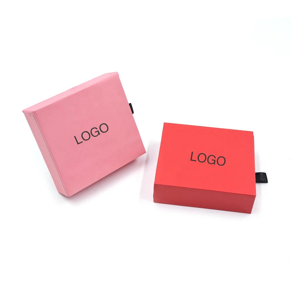 Оптовая продажа, индивидуальные однотонные картонные коробки для хранения ювелирных изделий с логотипом