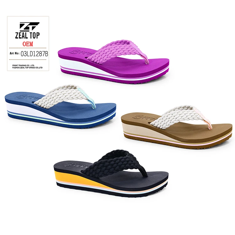 new fashion designer high-heeled flip-flops Cotton rope custom logo flip flops for women sandals comfortable