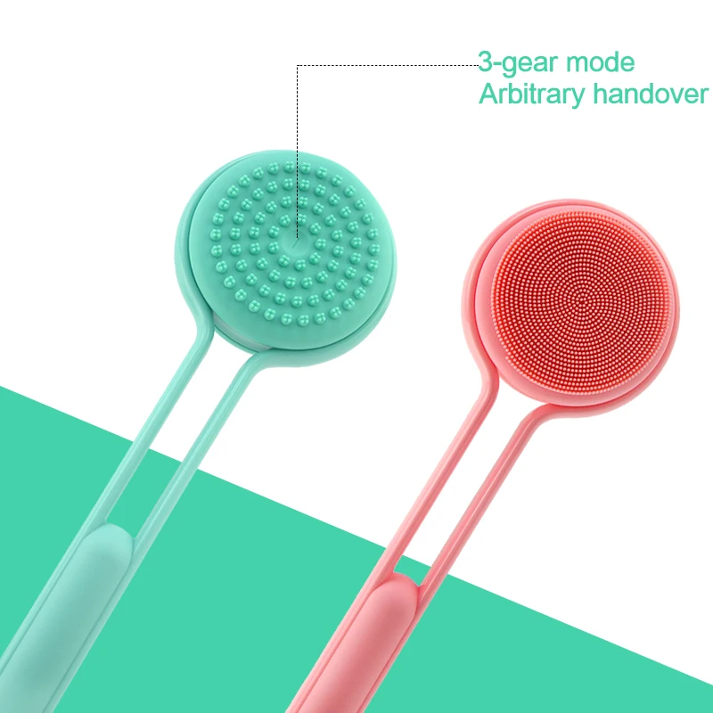 2019 Silicone Bath Brush Long Handle Rotating Shower Massage Brush Electric Silicone Shower Scrubber Back Cleaning