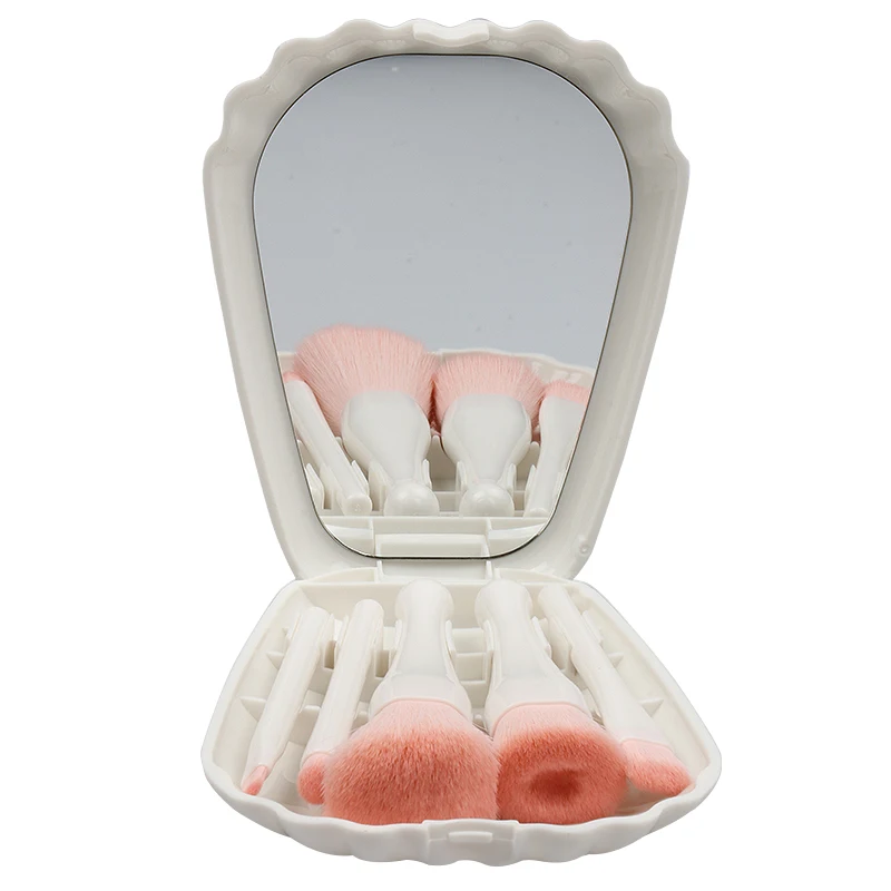 2023 Best  seller Portable Custom Logo Vegan Makeup Brushes  wholesale Professional makeup brush se t  With Shell Box and mirror