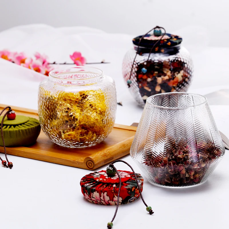 Custom manufacture 7cm diameter spice food storage High borosilicate air tight glass jar with bamboo lid in Home & Kitchen