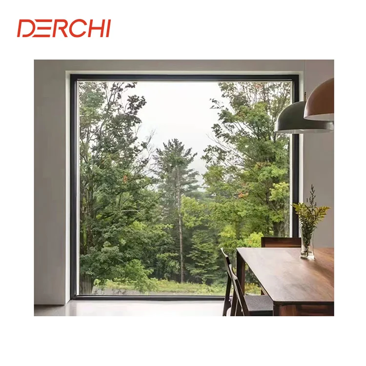 Floor To Ceiling Fixed Window Aluminum Frame Fixed Double Glass Windows