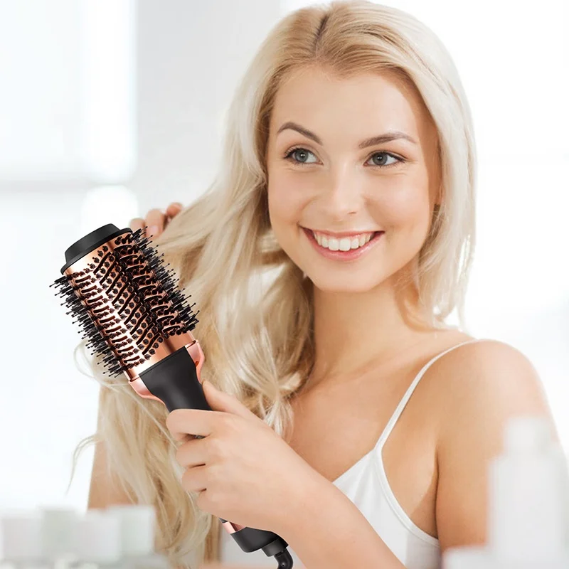 Amazon Top Seller Private Label Flat Iron Hot Air Hair Brush Styler Professional Rotating Hair Brush Hair Dryer Comb for beauty