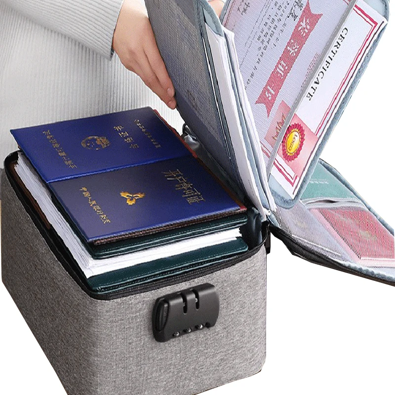 Multi-functional Leather with Coded Lock 2/3 Layers Convenient Portable File Document Holder Organizer For Travel Large All size