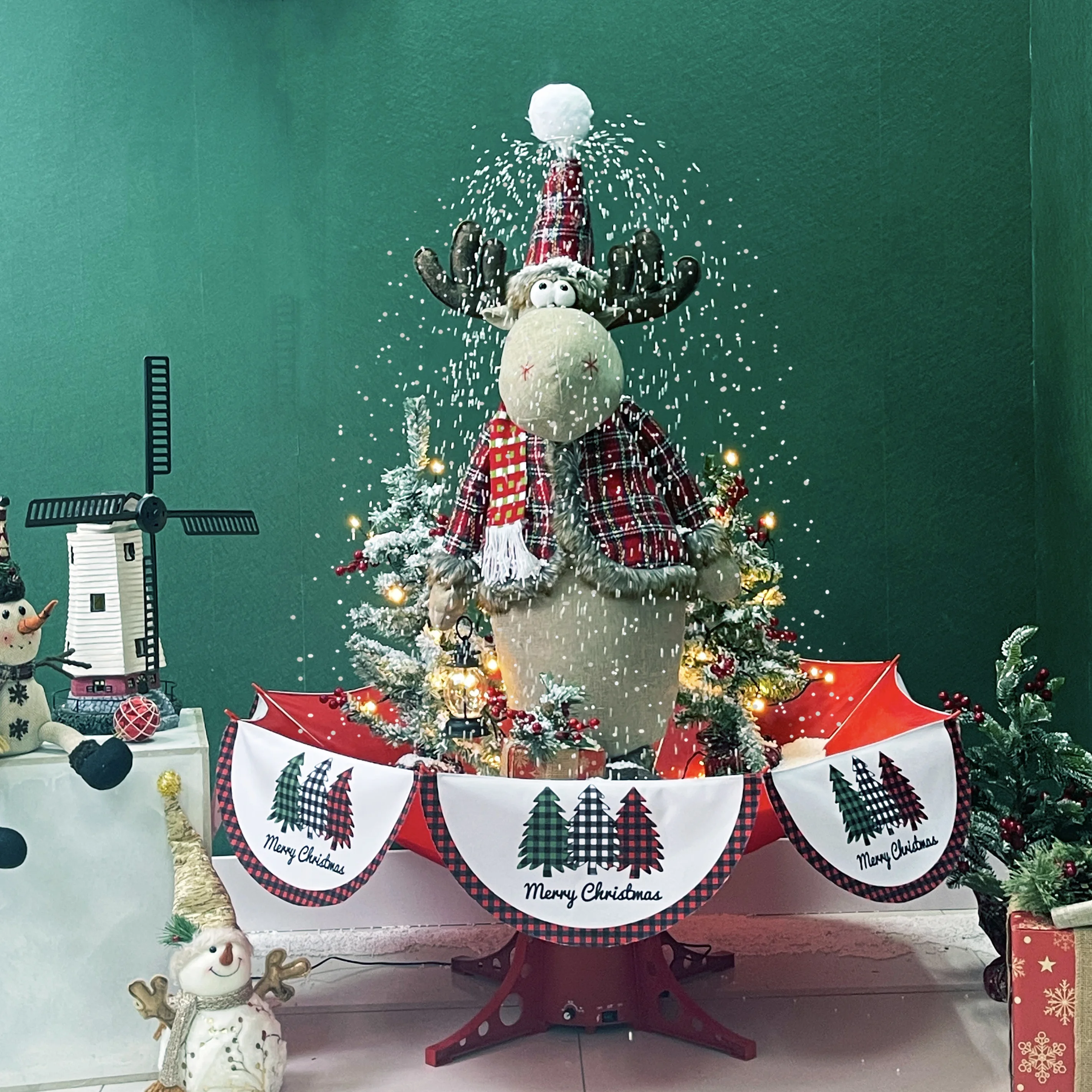 Xmas Home Decoration 120cm Christmas Tree Snow White Santa Clause Christmas Tree