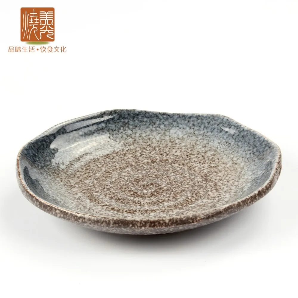 Asian cuisine and japanese ceramic dinnerware round flat side plate sushi dish