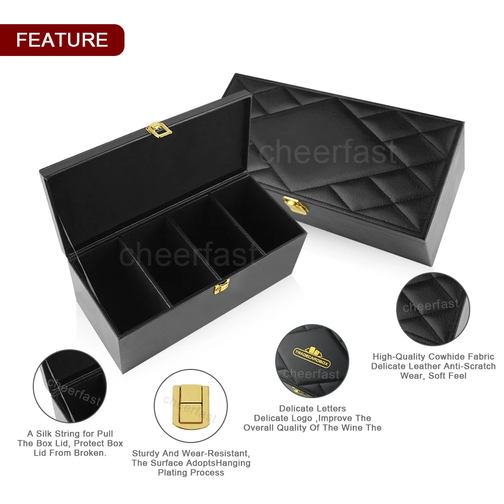 Customized Brand  Display PU Leather Box  For Cards Black PU Leather Waterproof Jewelry Case Gift Set PU Leather Jewelry Boxes