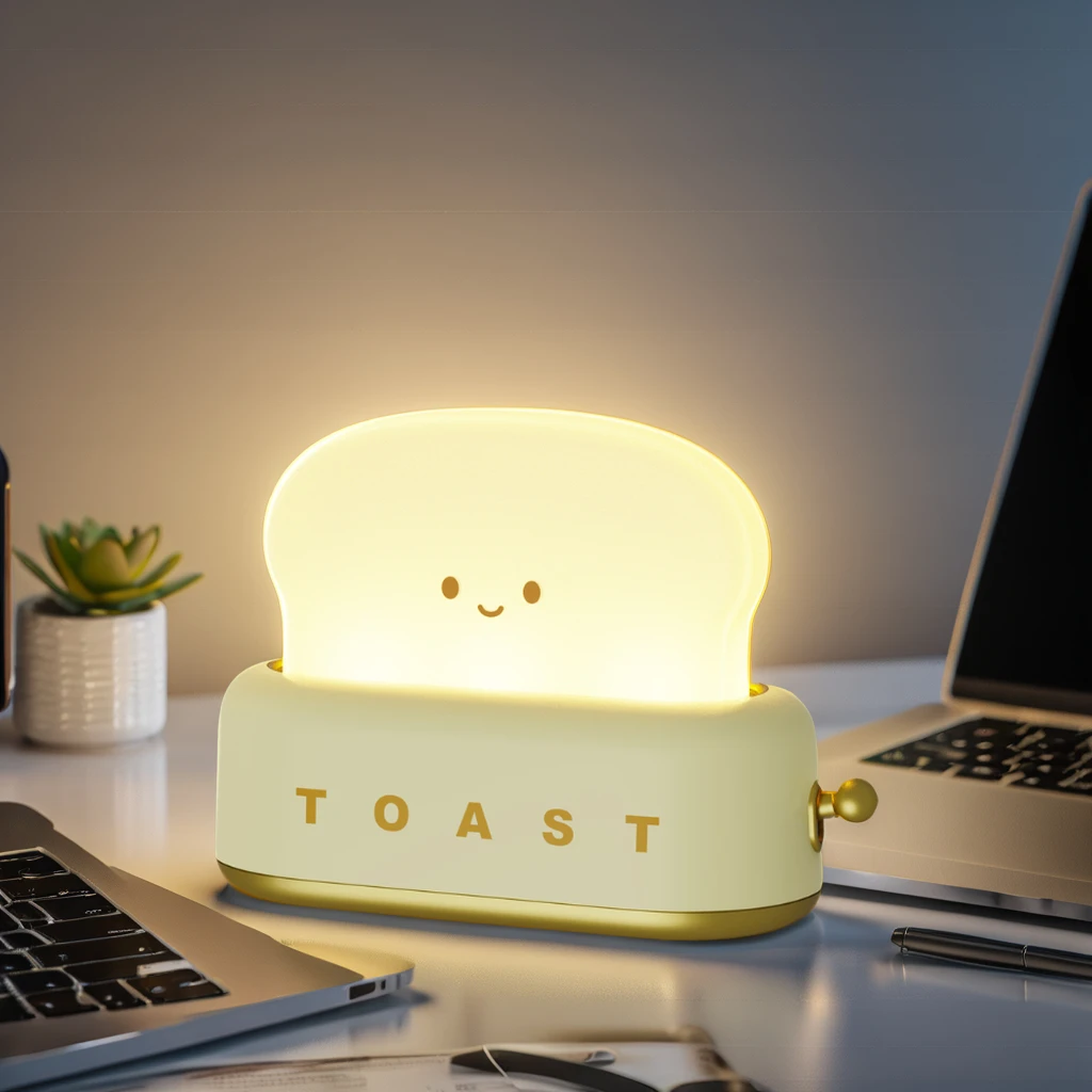 LED Night Light Toaster Lamp Modern Design Timer Adjustable Brightness Best Gift Women Boys Small 90 Novelty Mini Night Light
