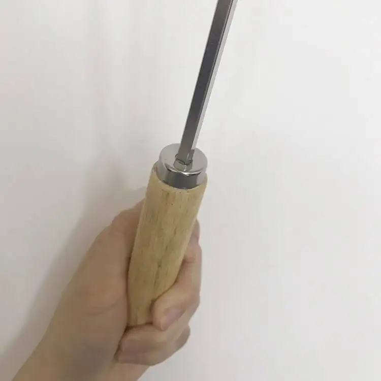 Sharp Point Square Super Stainless Steel Skewer with Wooden Handle for BBQ or Cleaning Kitchen Tool for Camping Packed in Box