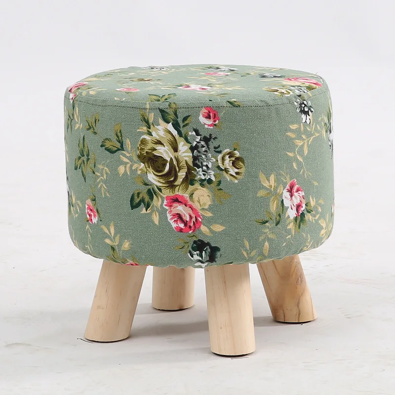 Nordic Three-Legged Round Change Shoes Bench Sofa Stool Washable 6 Colors 2 Styles Ottoman Footstool