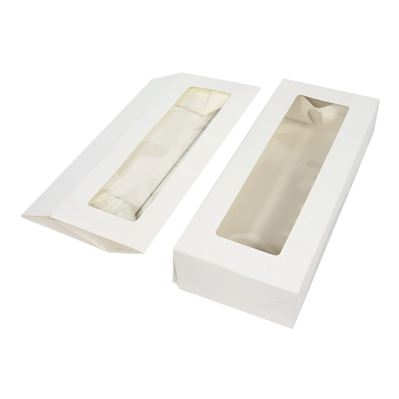 Clear Lid Delicate Appearance Long Custom White Cardboard Corrugated Cake Cookie Pastry Gift Paper Box