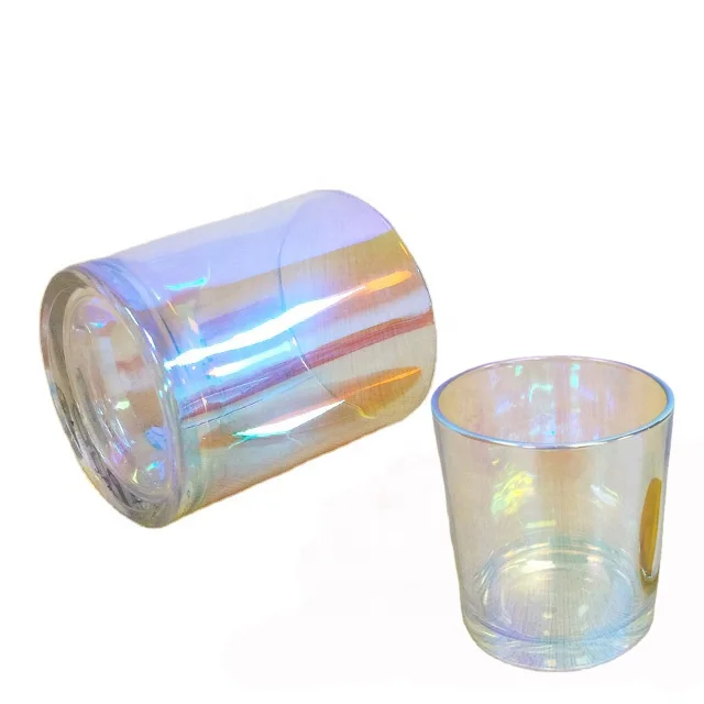 High quality strong iridescent thick glass candle jars 9oz