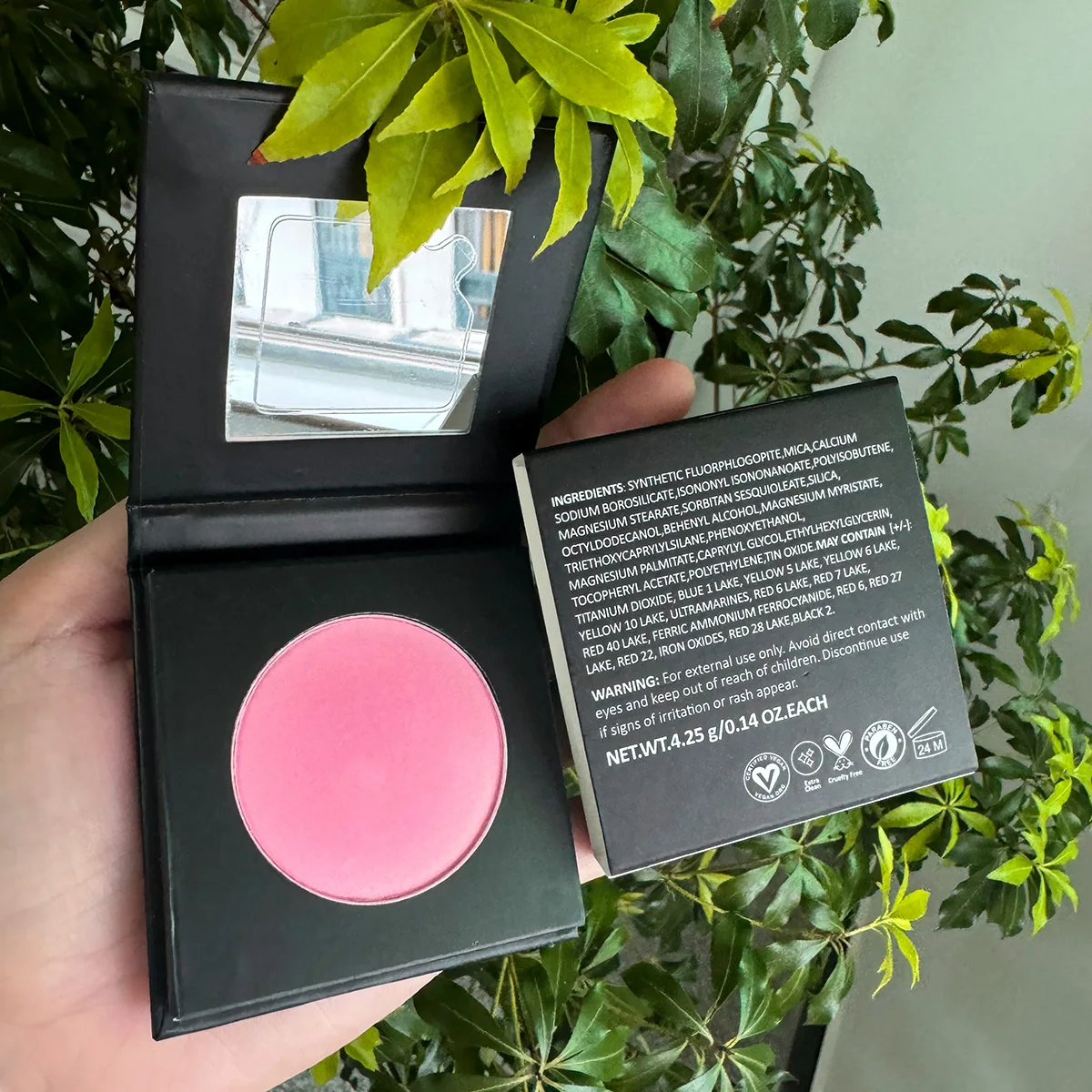 Vegan Single Blush Powder Palette Soft Pigmented Smooth Private Label Talc Free Black Blush Palette