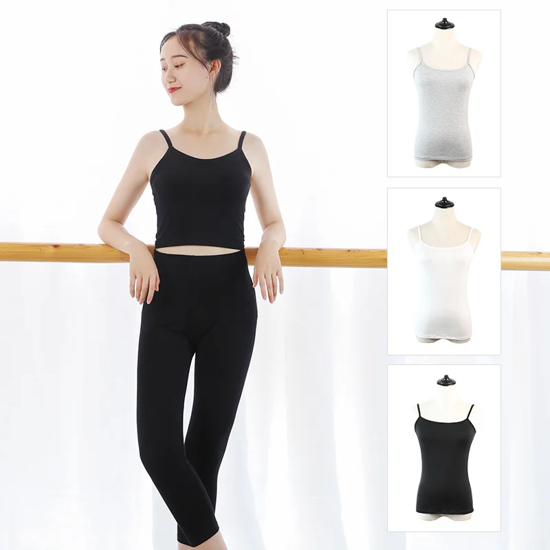 black ballet body tight  stretch dancing singlet with pants cropped practice pants training wear