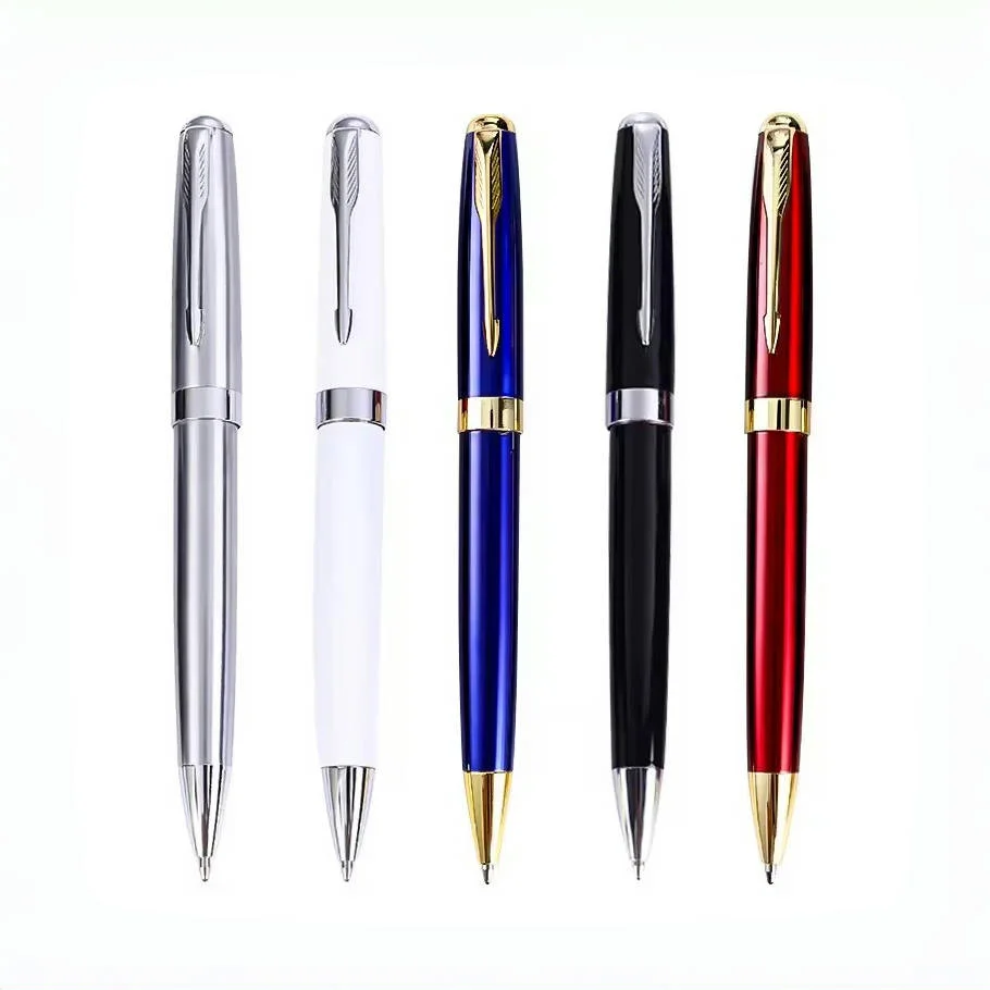 New Luxury Stainless Steel Ball Point Pen Metal Rotary Business & Wedding Pen for Automotive & Insurance Welcome Gifts Import