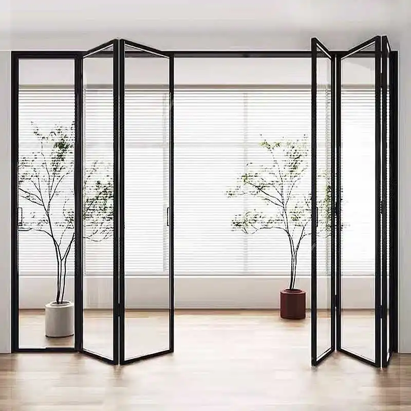 DTOP Bifold Folding Sliding Doors Narrow Foldable Door Aluminum Door For Houses