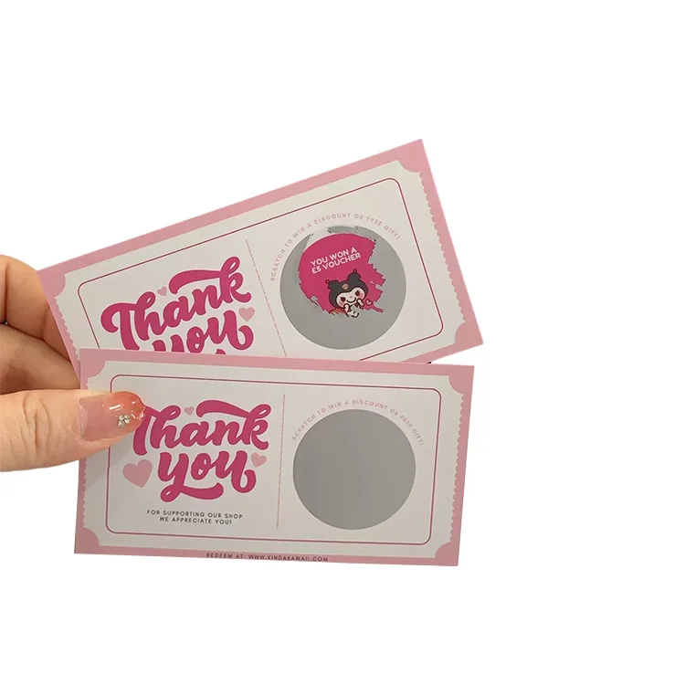 Free Design Wholesale Custom Eco friendly Paper  UV Scratch Off Win Lottery Card Printing