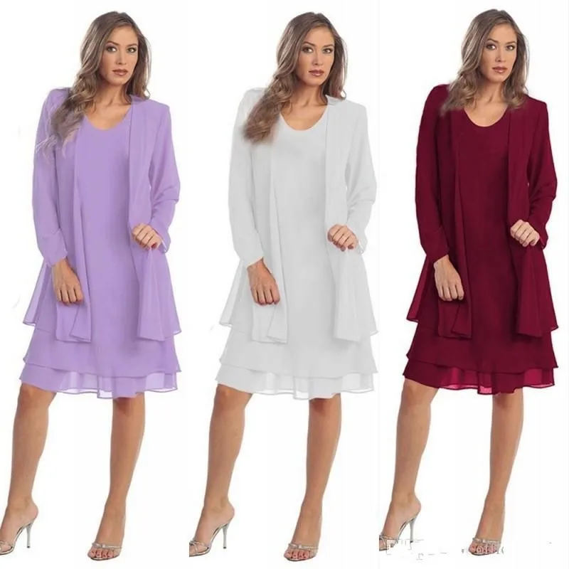 Ingots Lavender Plus Size Mother Of The Bride Groom Dresses Burgundy Chiffon Long Sleeve Wedding Party Guest Evening Gowns FS35