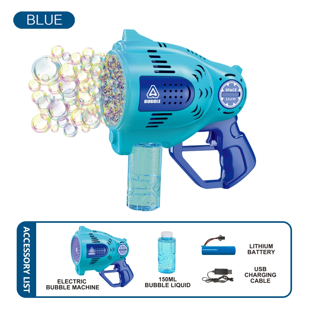 Machine Bubble gun for kids toy 57 holes automatic Toy Gun Rocket summer outdoor sound light wedding Party birthday gift