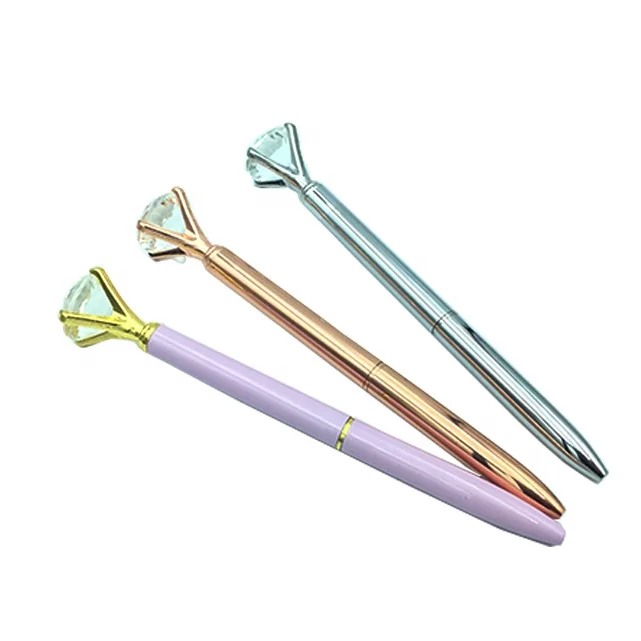 Promotional Top Big Diamond custom print logo Rhinestones Crystal Multi Color metal Ballpoint Pen