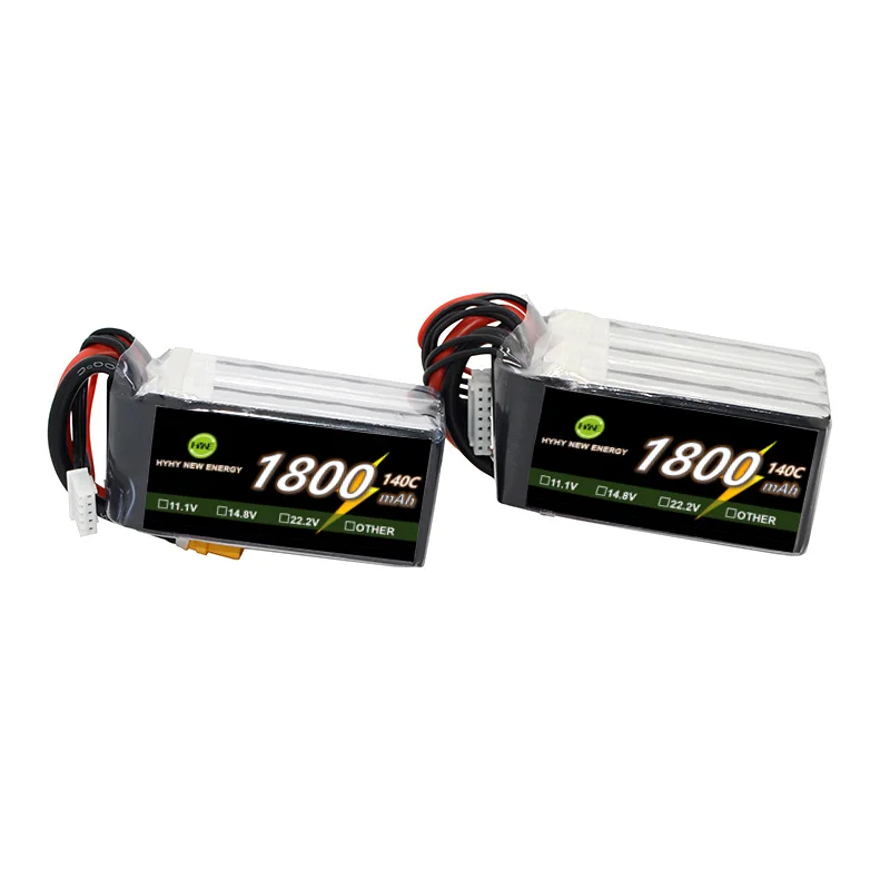rechargeable grade A+ high discharge rate 120C 11.1V 14.8V 22.2V 1800mAh fpv racing drone OEM lithium ion polymer lipo battery