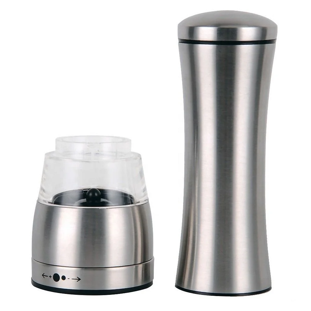 
Automatic Adjustable Electric Stainless Steel Acrylic pepper Spice Mill And Salt Grinder Set 