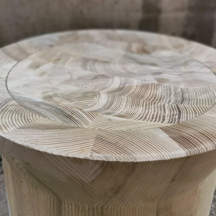 Wood Side Table Splice Furniture Wood Block Small Round Coffee Table Modern and Simply Ash Solid 1 Piece Customized Wooden