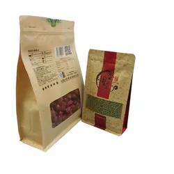 OEM custom printing 500g biodegradable kraft paper zip lock bag for coffee beans