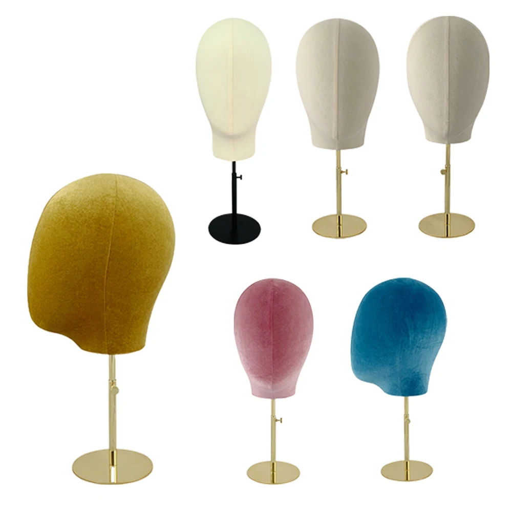 Custom New Fashion Hat Wig Display Adjustable Velvet Mannequin Head With Stand