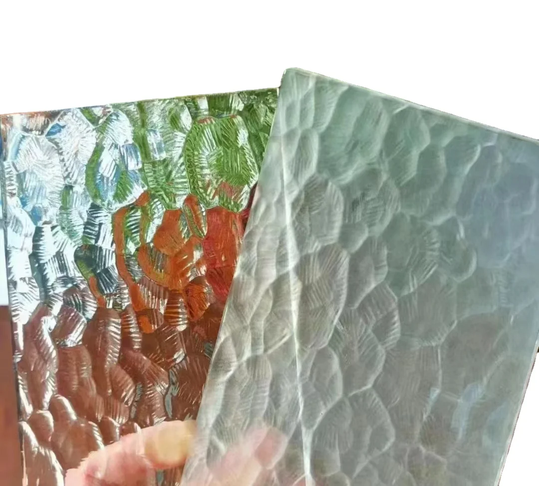 Clear Bronze Karatachi Nashiji Mistlite Flora Fluted Pattern Float Glass Flat Shape for Living Room