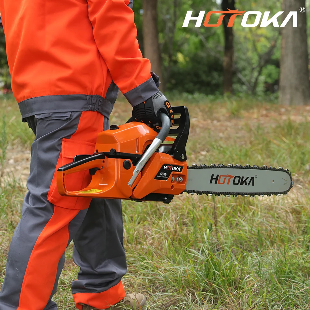 HOTOKA 5800 gasoline chainsaw wood cutting machine price petrol motosierra 58cc professional chain saw for sale