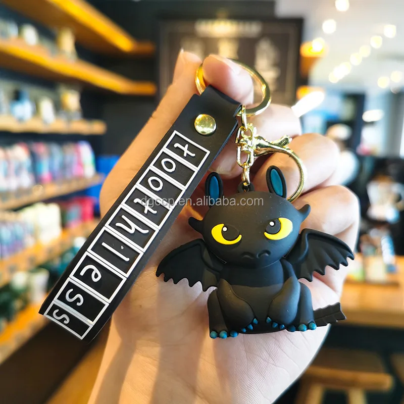 Factory direct wholesale 3D Toothless How to Train Your Dragon American character keychain soft PVC rubber Keychain