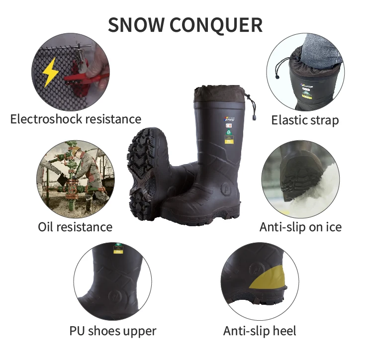PINNIP quarrying work boots PU shoes waterproof insulation safe work shoes steel toe industrial boots