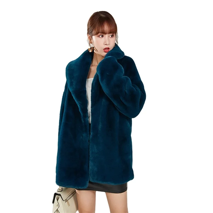 China Big Clothing Custom Designer Ladies Fur Coat Full Pelt Jackets Blue Korean Fir Modern Fur Coats