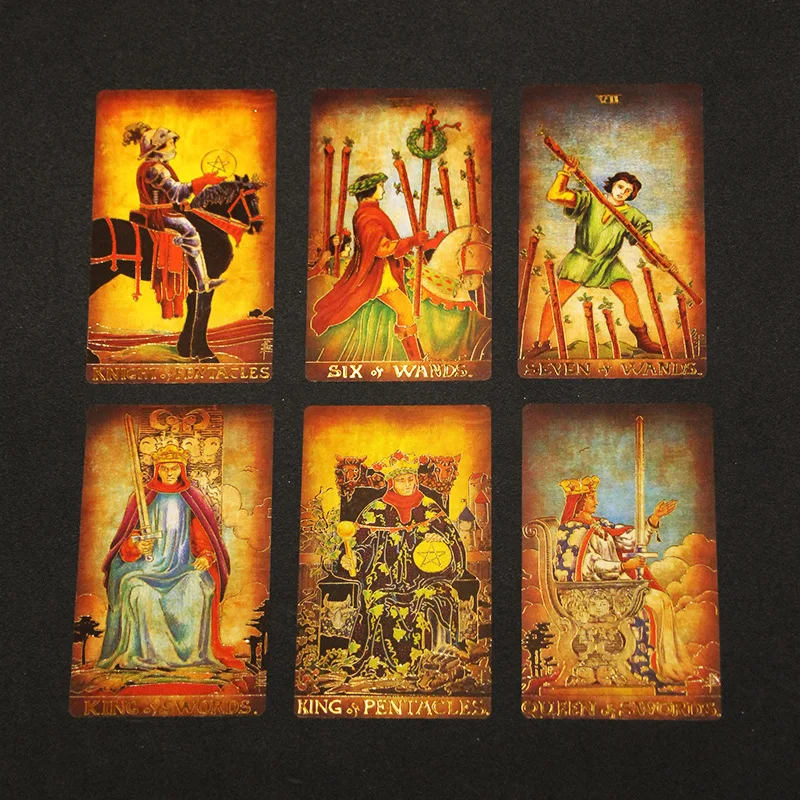 High Quality Professional PVC Tarot  Wholesale New Gold Foil Tarot Cards Durable Light Luxury Magic Board Game