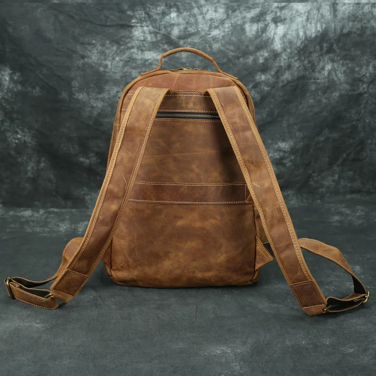 Andong Shoulder Bag Backpacks for Men Genuine Cowhide Travel Backpack Retro Crazy Horse Leather School Bag European Fashion