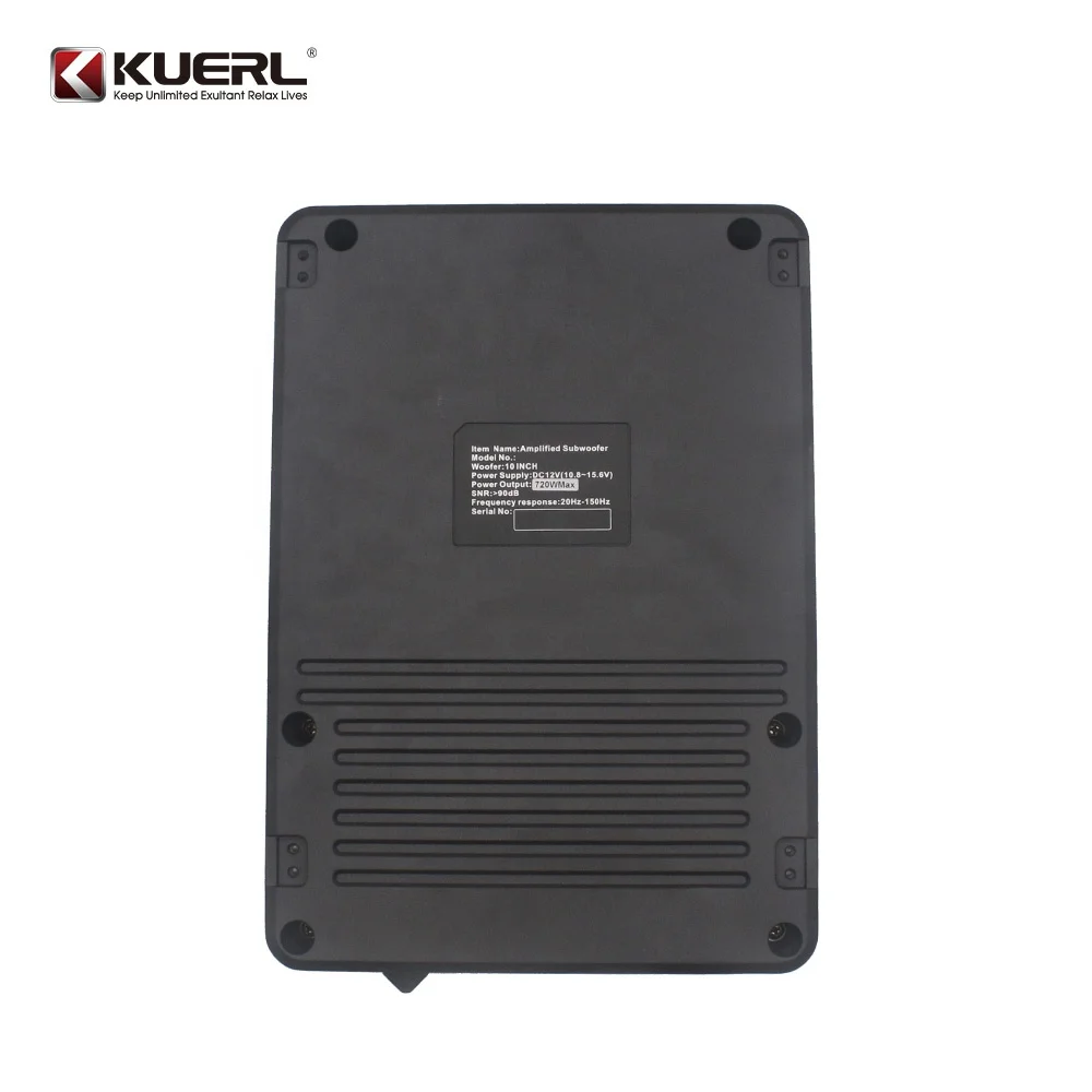 Kuerl hot sale 10 inch pure bass ultra-thin subwoofer 600W 12V active flat subwoofer for car