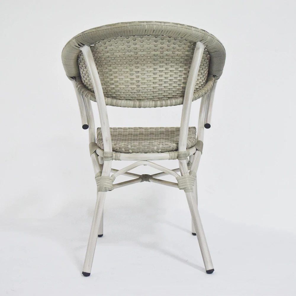 Lawn French Bistro Round Wicker Chair Cafe Aluminum Woven Classic Patio Dining