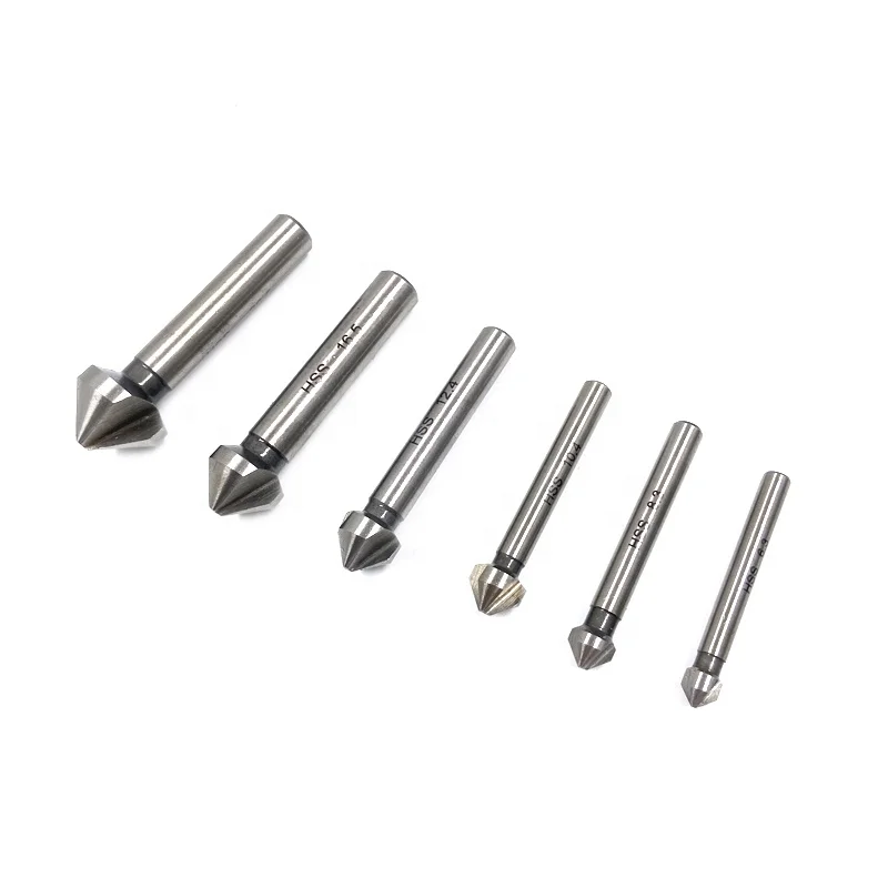 6PCS SET 90 DEGREES HSS COUNTERSINK DRILL BIT 6.3MM -20.5MM CHAMFER DRILLS WOODWORKING TOOL