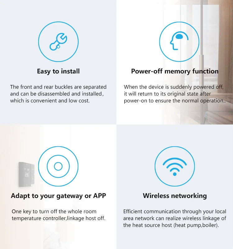 Multi-function Air Conditioner Fan Coil Digital Thermostat Two-in-one Temperature Controller Work With Alex, Google Assistant