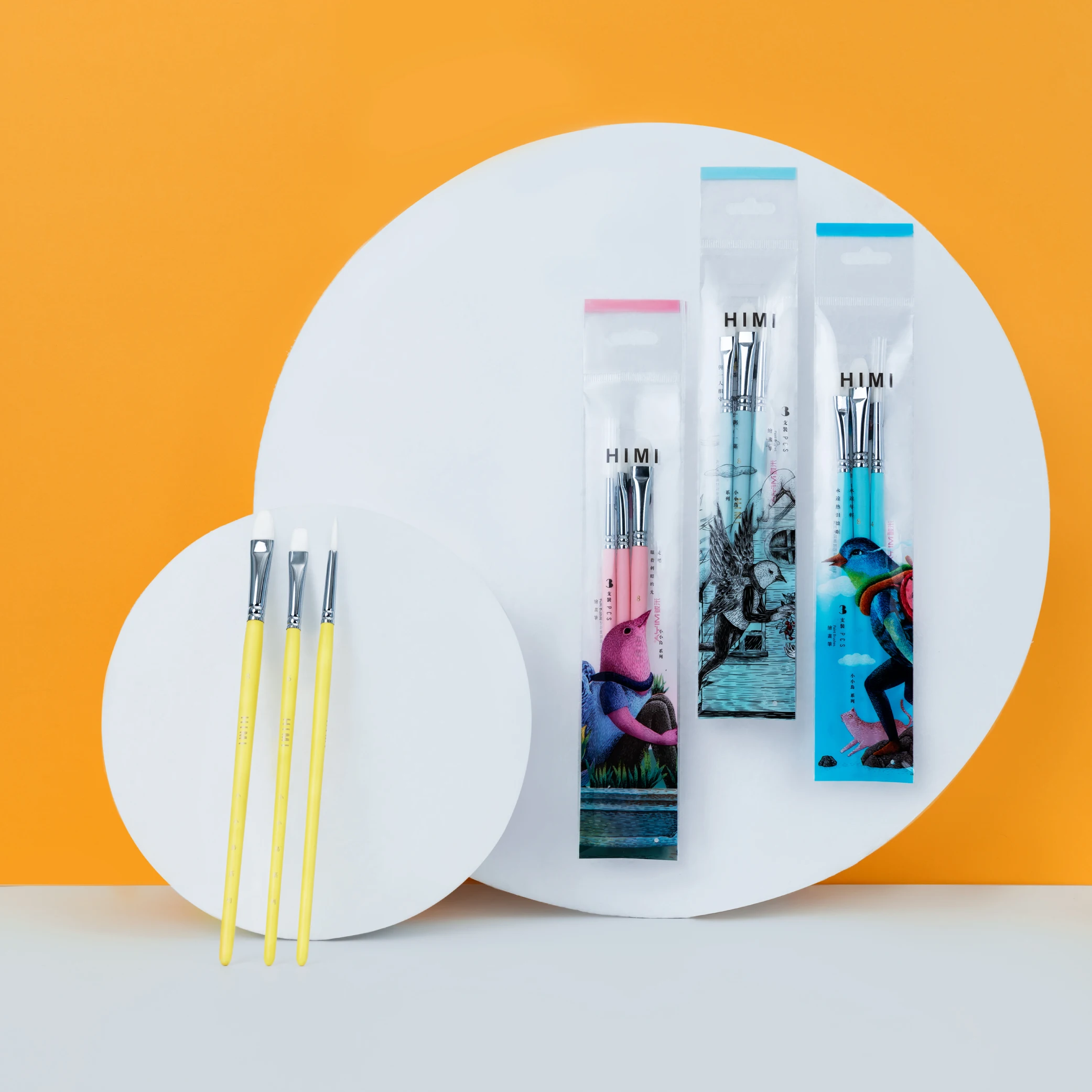 Himi Miya Little Bird 3pcs Paint Brushes Wood Handle Watercolor