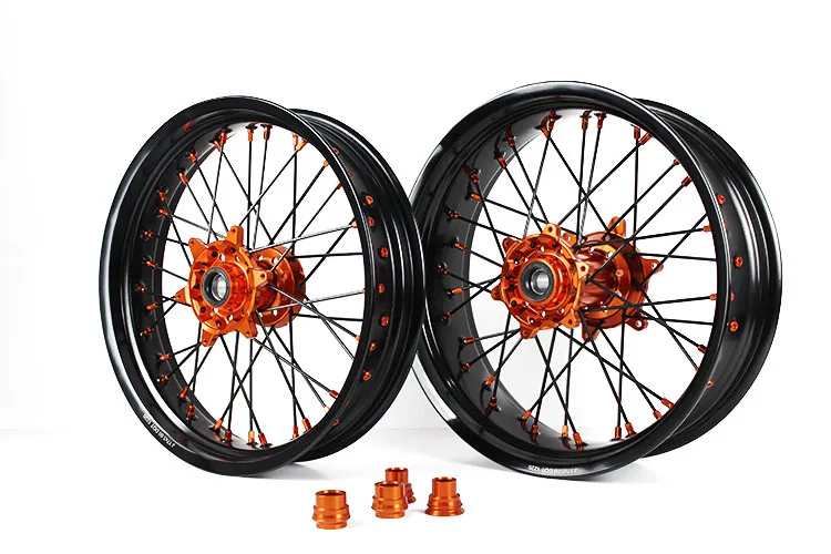 17 inch Black Rim Orange Hub motorcycle Super Motard alloy rims for EXC SXF