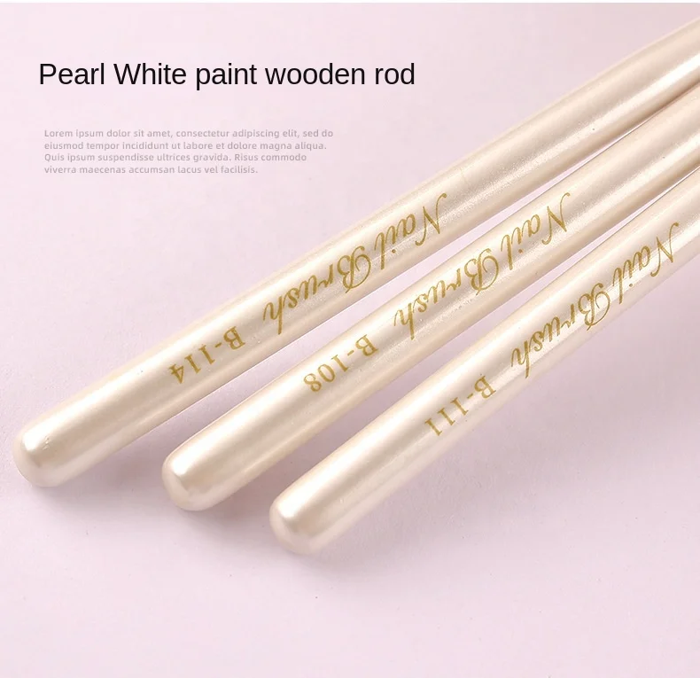 16PCS pearly luster wood handle soft nylon hair drawing painting pen white Nail art brush Set for Manicure Tools