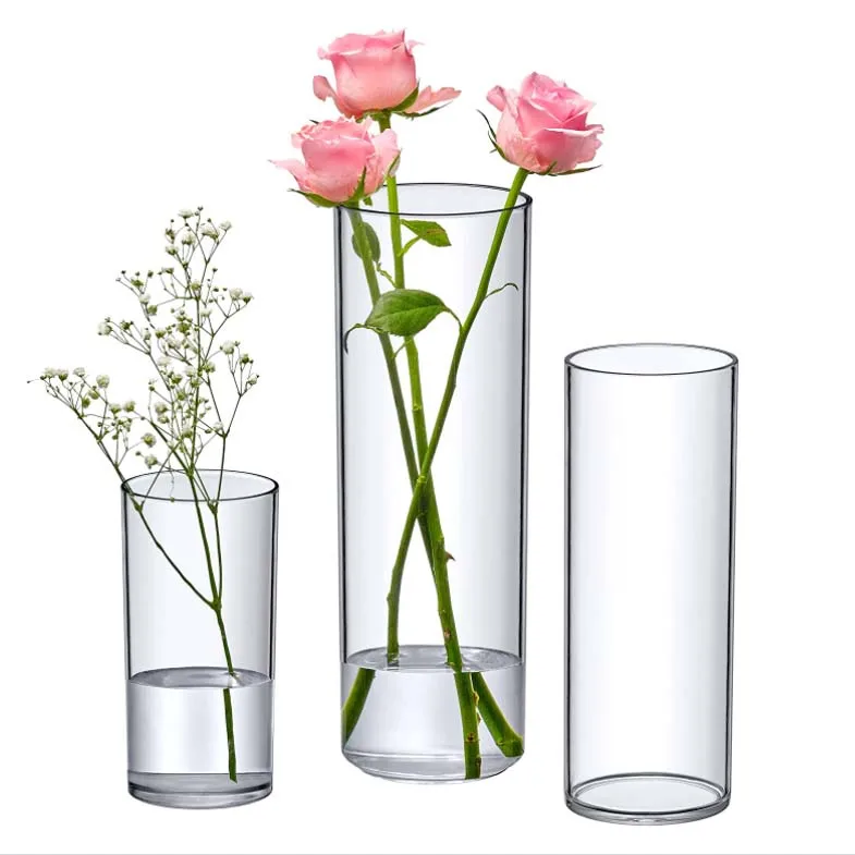 Flower Vase Acrylic Cylinder Decorative Centerpiece for Home or Wedding Glass Bud Vase In Bulk Table vase